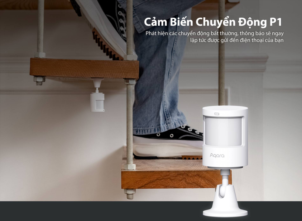Cảm biến chuyển động Aqara có thể lắp khu vực cầu thang để bật tắt đèn