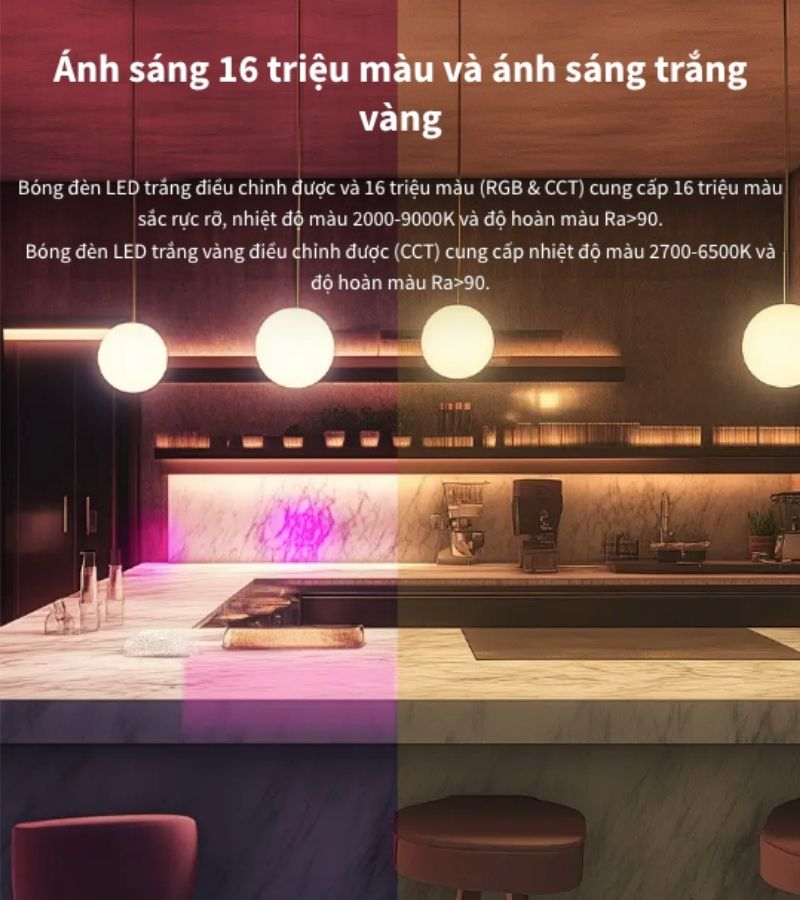 Đèn thông minh đổi màu và nhiệt độ màu
